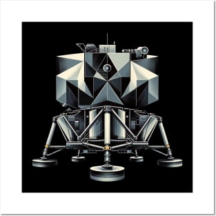 Geometric Lunar Module | Abstract Moon Lander Tee Posters and Art